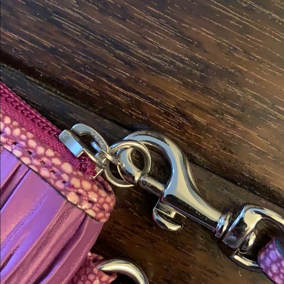 Coach purple satin - Gem RARE Purple Satiny Ruched Wristlet w/ Exotic Trim